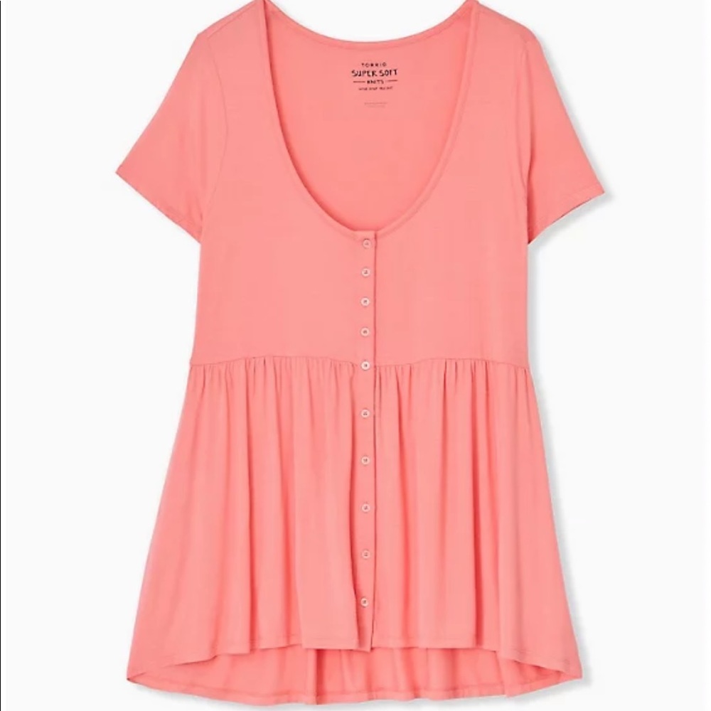 Torrid Super Soft Coral Button Front Babydoll Tee